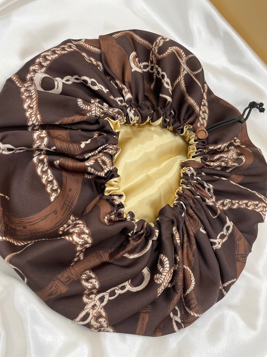Golden Chain - Drawstring Satin Bonnet