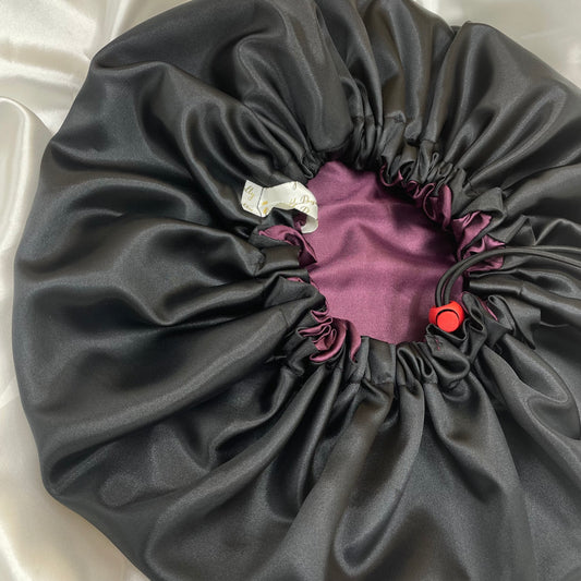 Wine Royale Satin Bonnet (Burgundy & Black)
