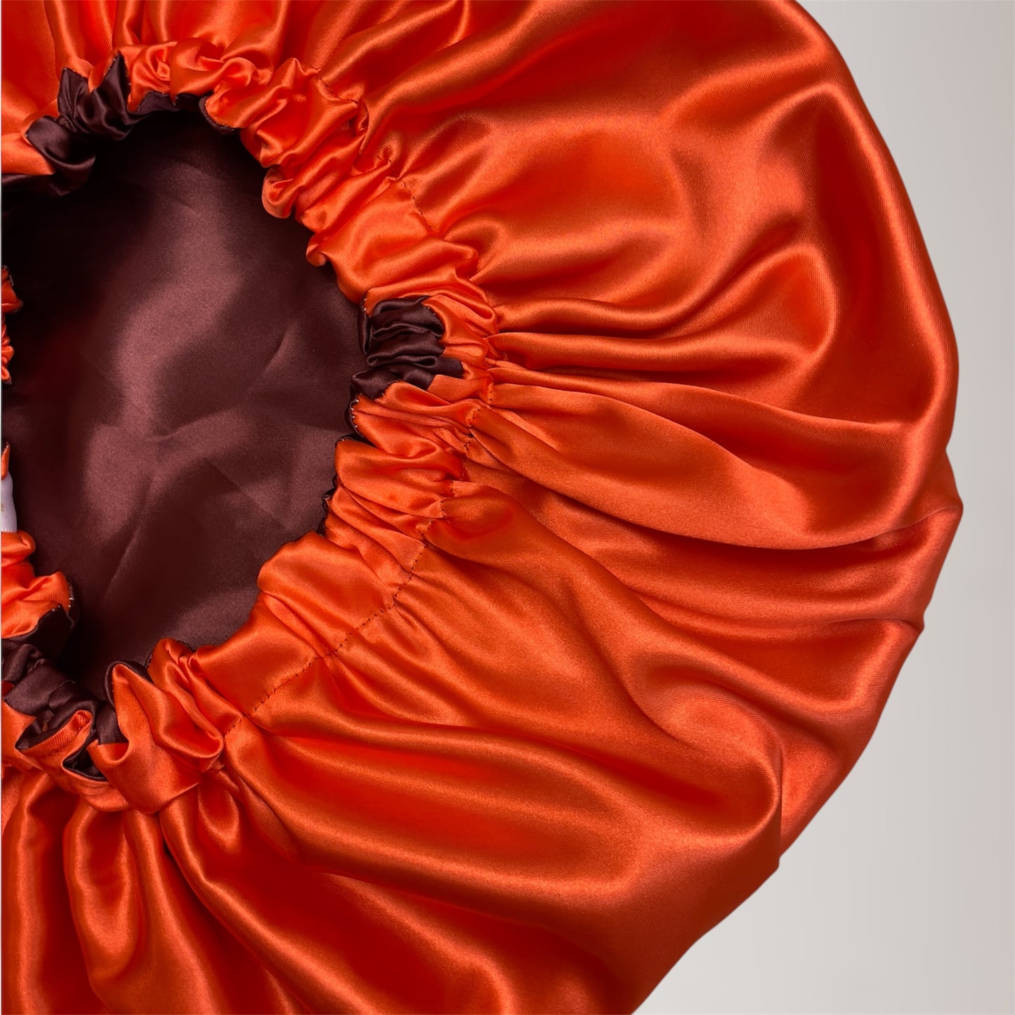 Chocolate Orange - Adjustable Satin Drawstring Bonnet