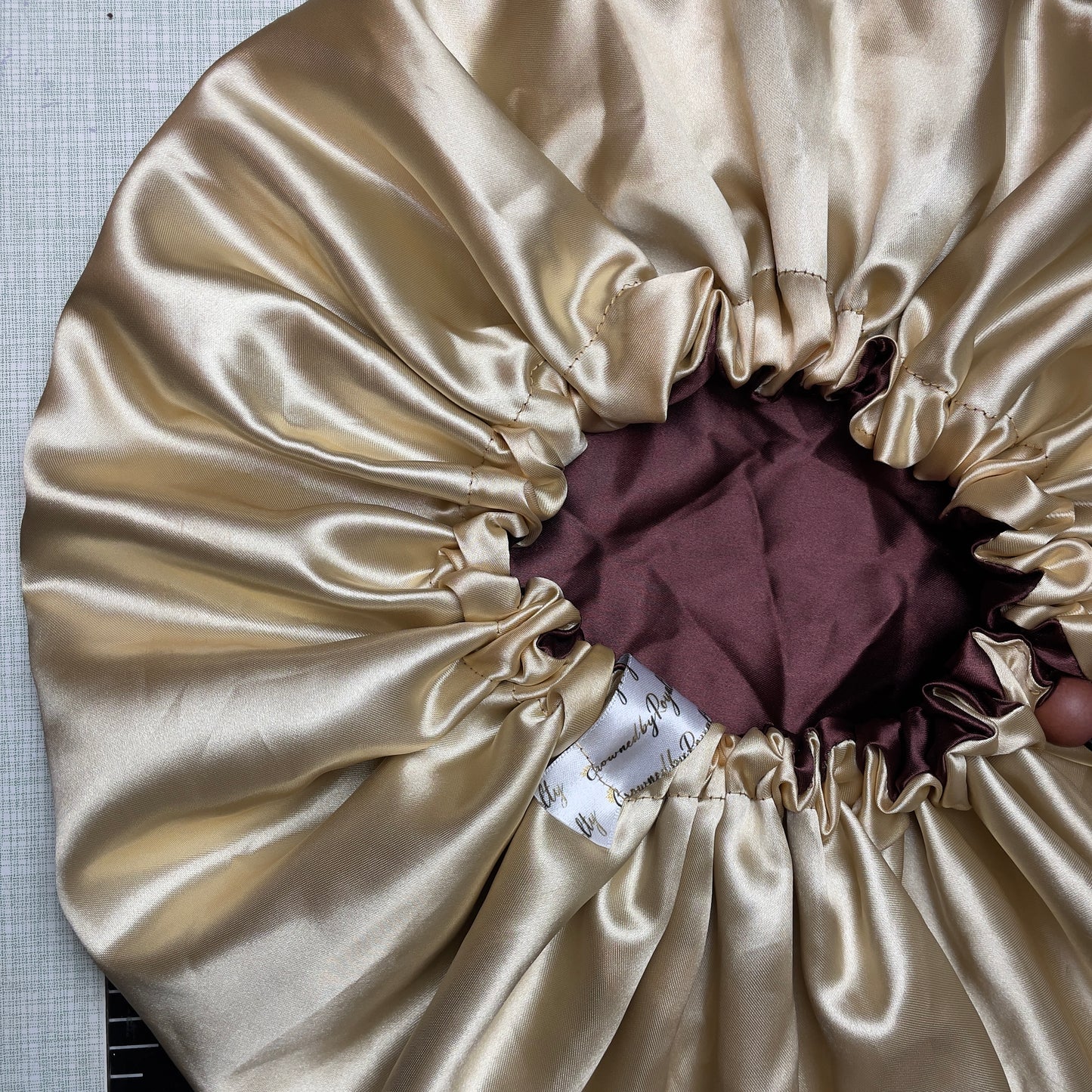 Chestnut Gold Reversible - Satin Bonnet drawstring