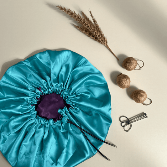 Mermaid Plum – Reversible Satin Bonnet (Adjustable)