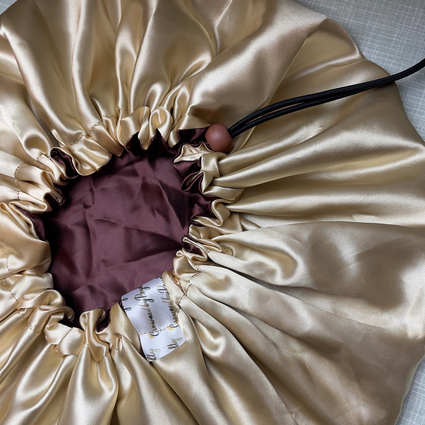Chestnut Gold Reversible - Satin Bonnet drawstring
