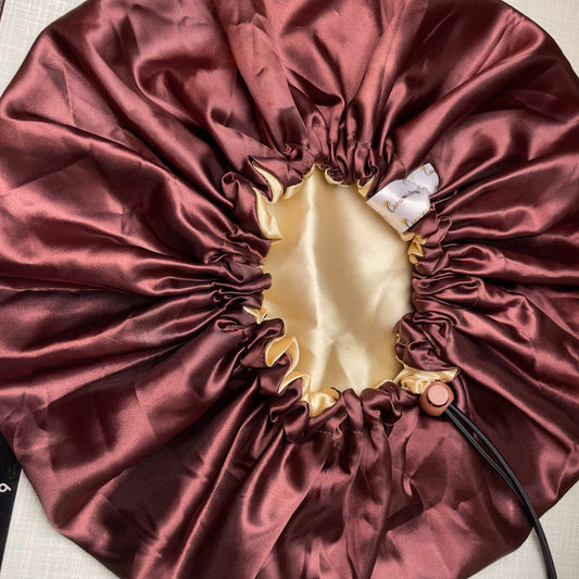 Chestnut Gold – Reversible Satin Bonnet | Adjustable Drawstring