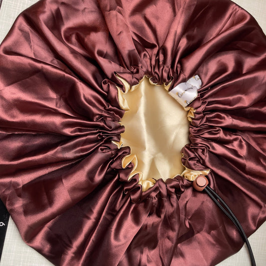 Chestnut Gold – Reversible Satin Bonnet | Adjustable Drawstring