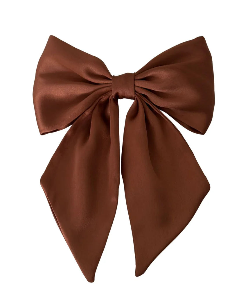Handmade Satin Hair Bow Clip with Tails