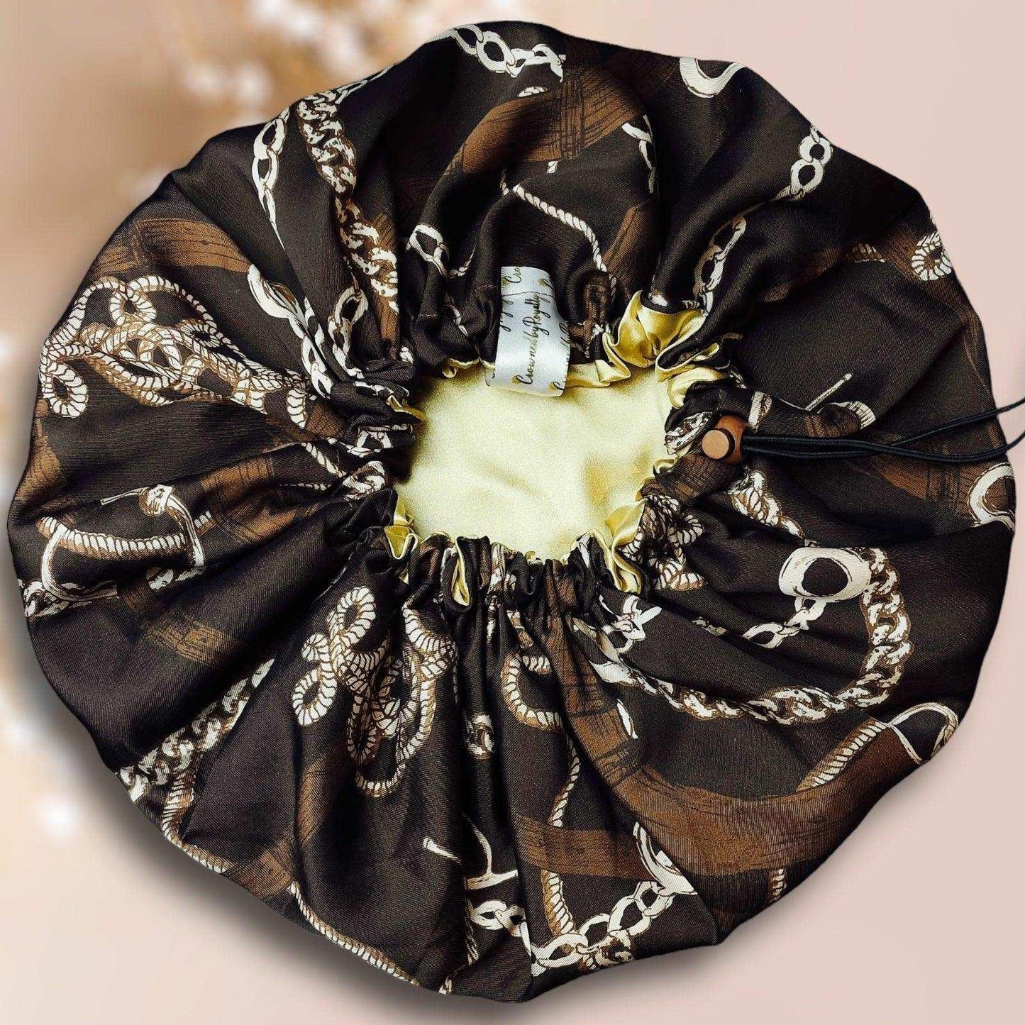 Golden Chain - Drawstring Satin Bonnet - Crowned by Royalty