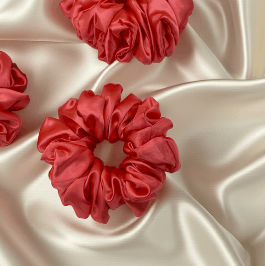 Coral Bloom – Luxury Satin Scrunchie