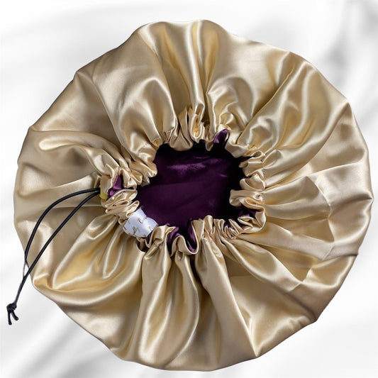 Golden Plum - Drawstring Satin Bonnet - Crowned by Royalty