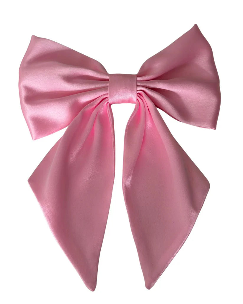 Handmade Satin Hair Bow Clip with Tails