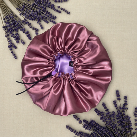 Dusky Lilac Reversible Satin Bonnet