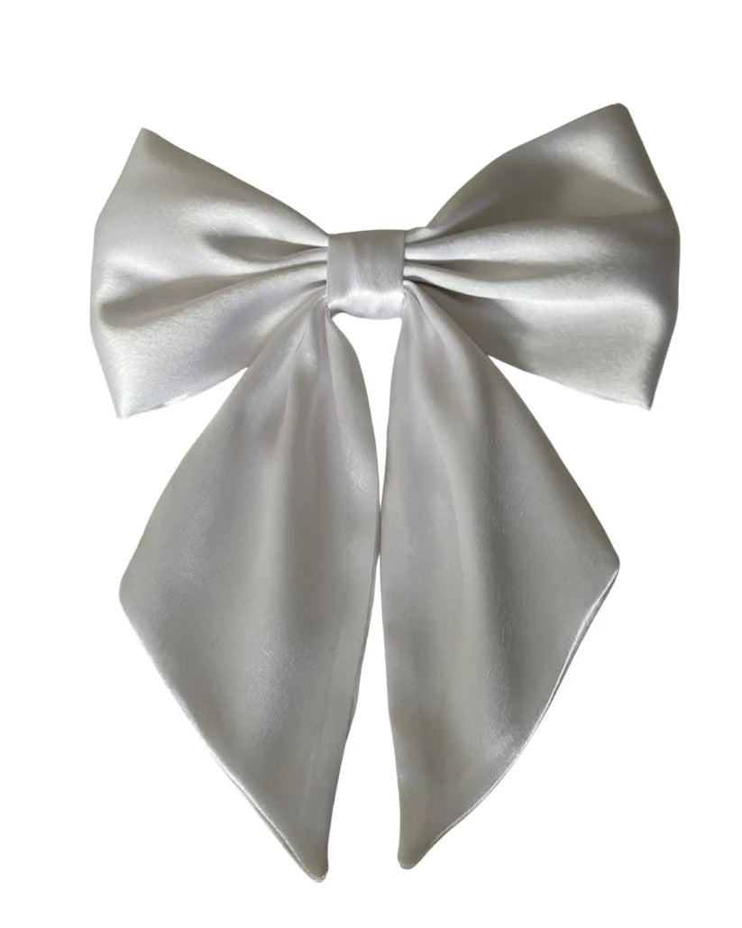 Handmade Satin Hair Bow Clip with Tails