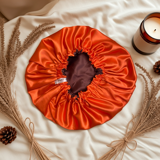 Chocolate Orange - Adjustable Satin Drawstring Bonnet
