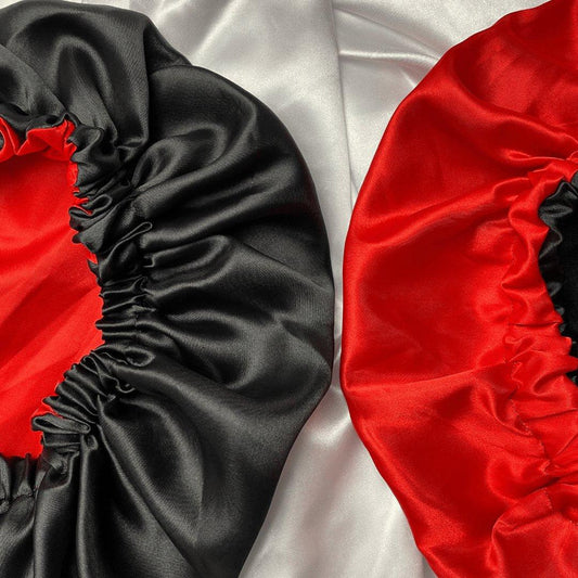 Red & Black - Satin Bonnet - Crowned by Royalty