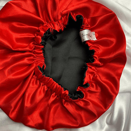 Red & Black - Satin Bonnet - Crowned by Royalty