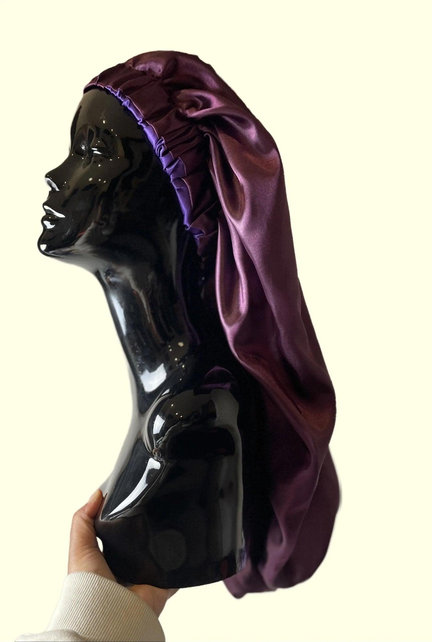 Reversible Satin Bonnet for Braids - Dual Color, Extra Large - Crowned by Royalty