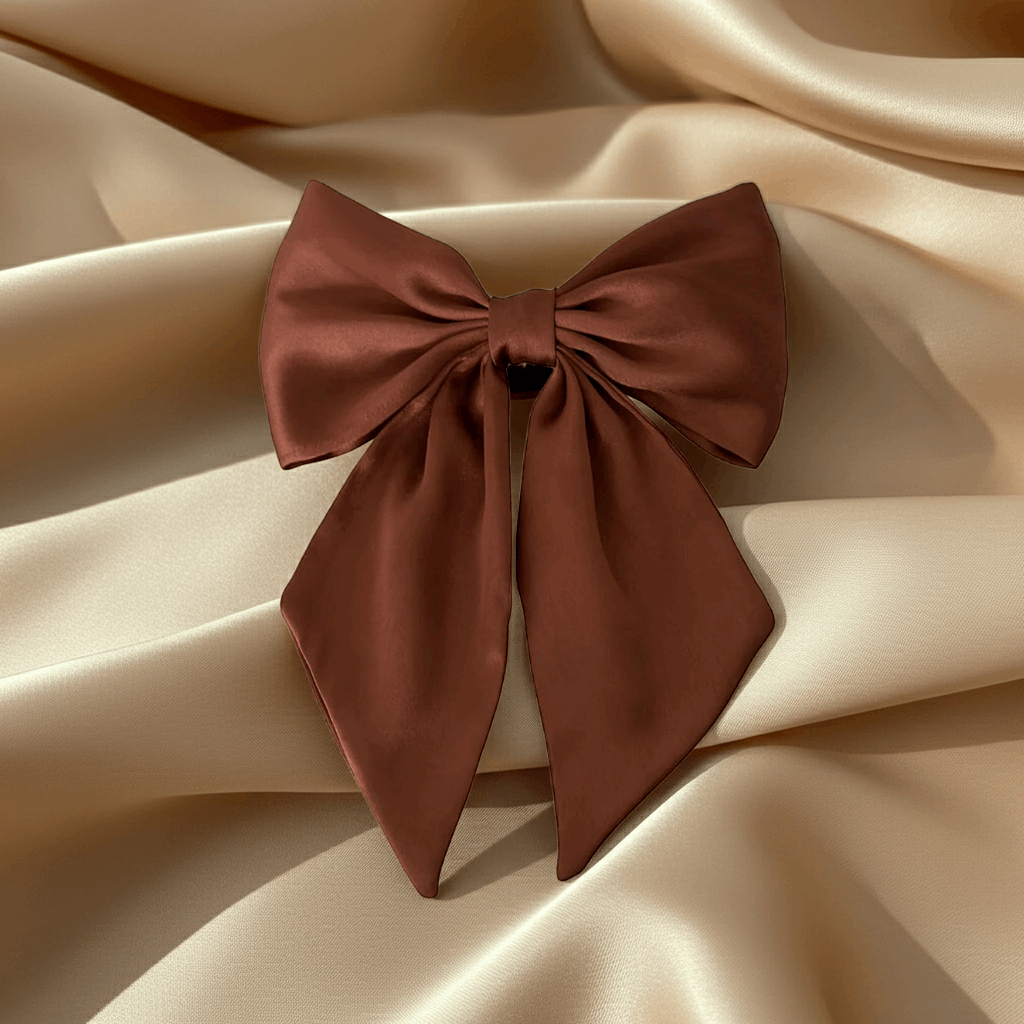 Handmade Satin Hair Bow Clip with Tails