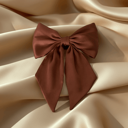 Handmade Satin Hair Bow Clip with Tails