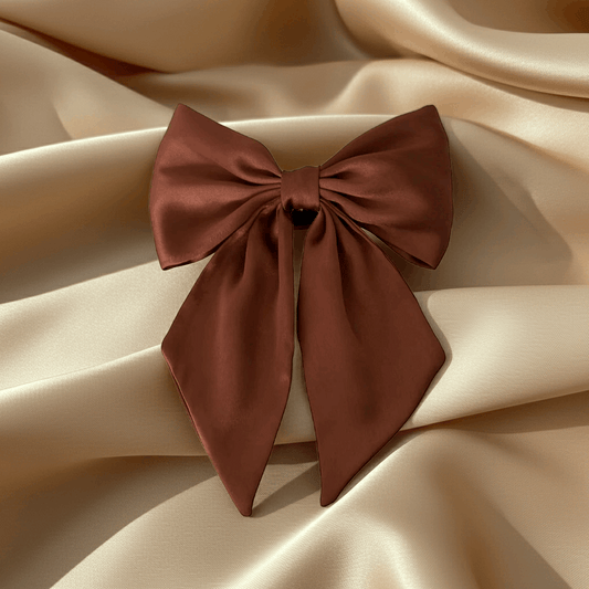 Handmade Satin Hair Bow Clip with Tails