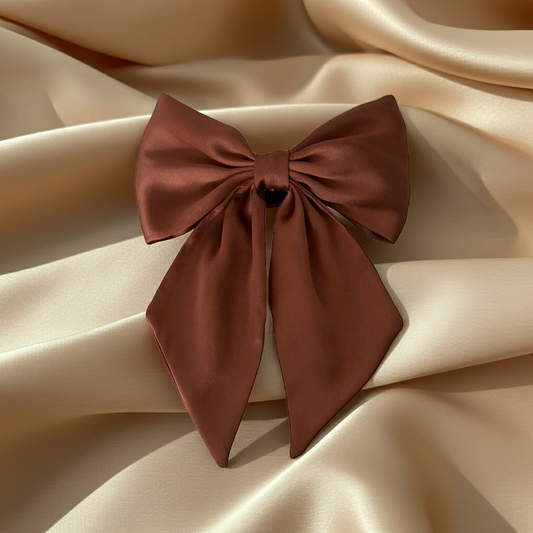 Handmade Satin Hair Bow Clip with Tails