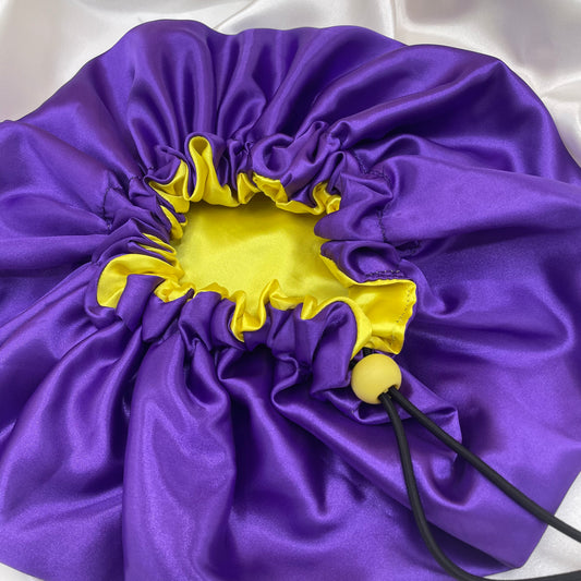 Royal Duo Kids' Satin Bonnet (Purple & Yellow)