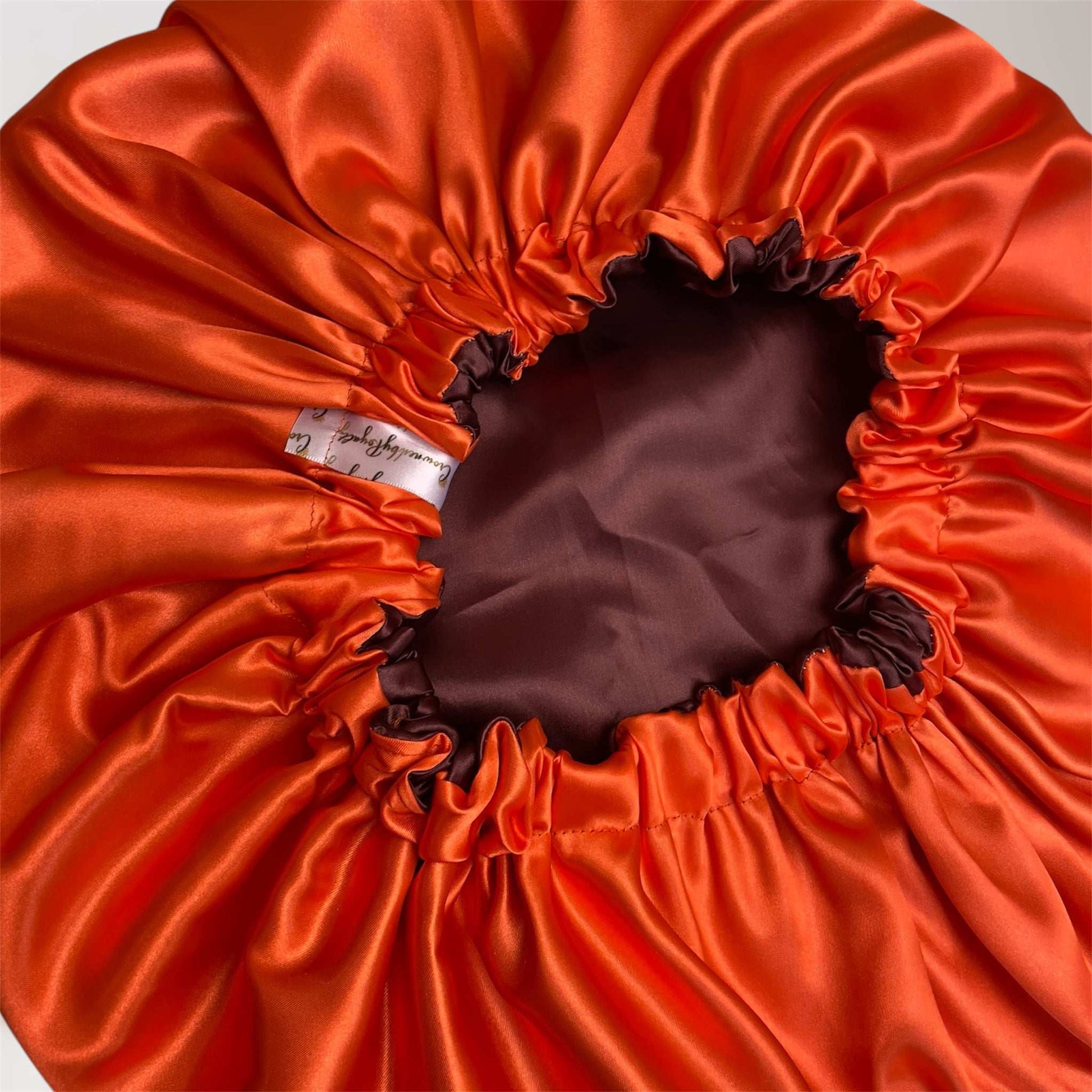 Chocolate Orange - Adjustable Satin Drawstring Bonnet