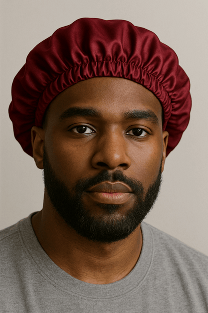Men’s Satin Hair Bonnet – Adjustable, Drawstring, Breathable, Protective for Waves & Curly Hair