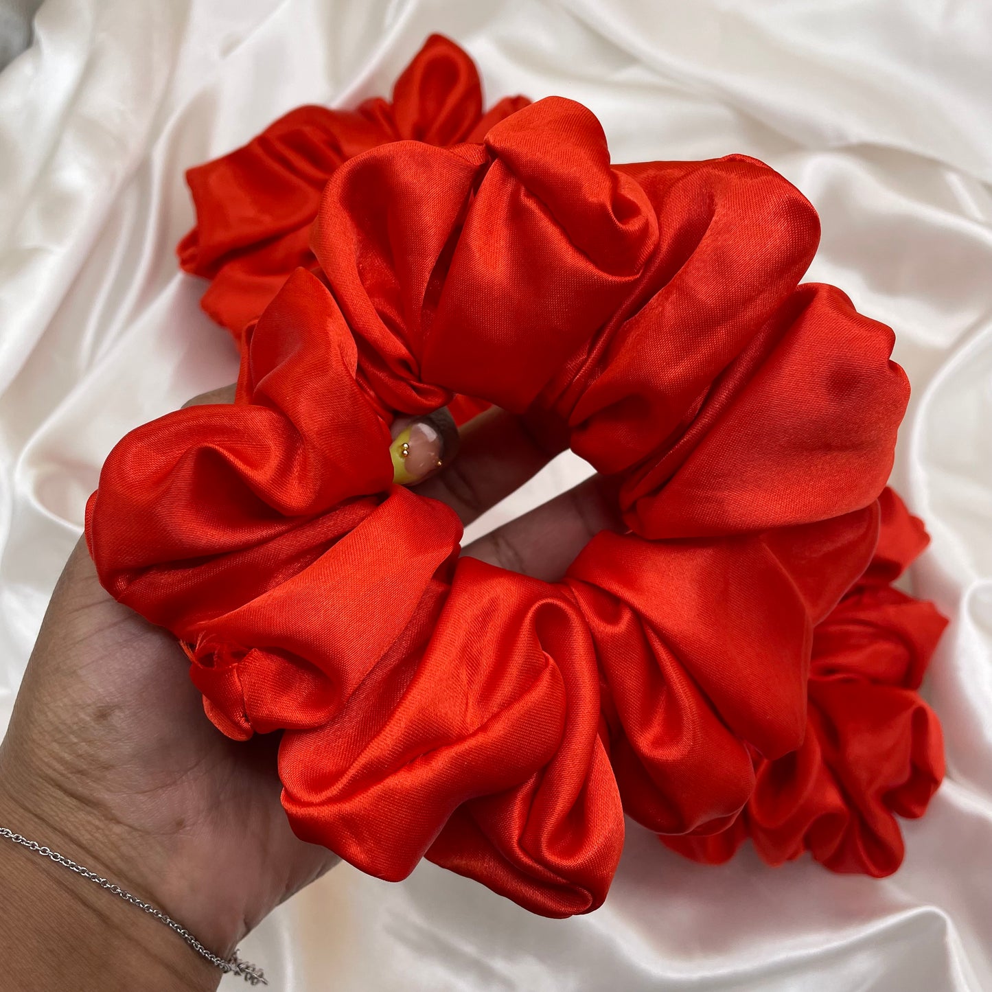 Fiery Elegance - Extra Large Satin Scrunchie (Red)