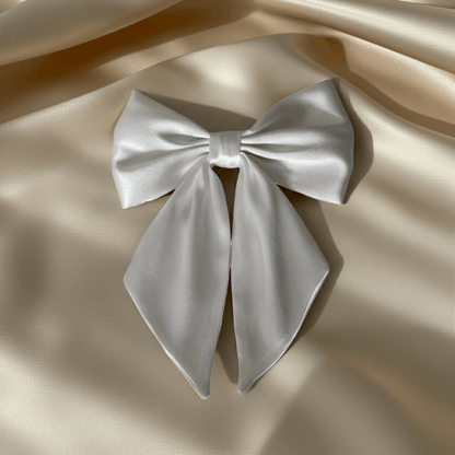Handmade Satin Hair Bow Clip with Tails