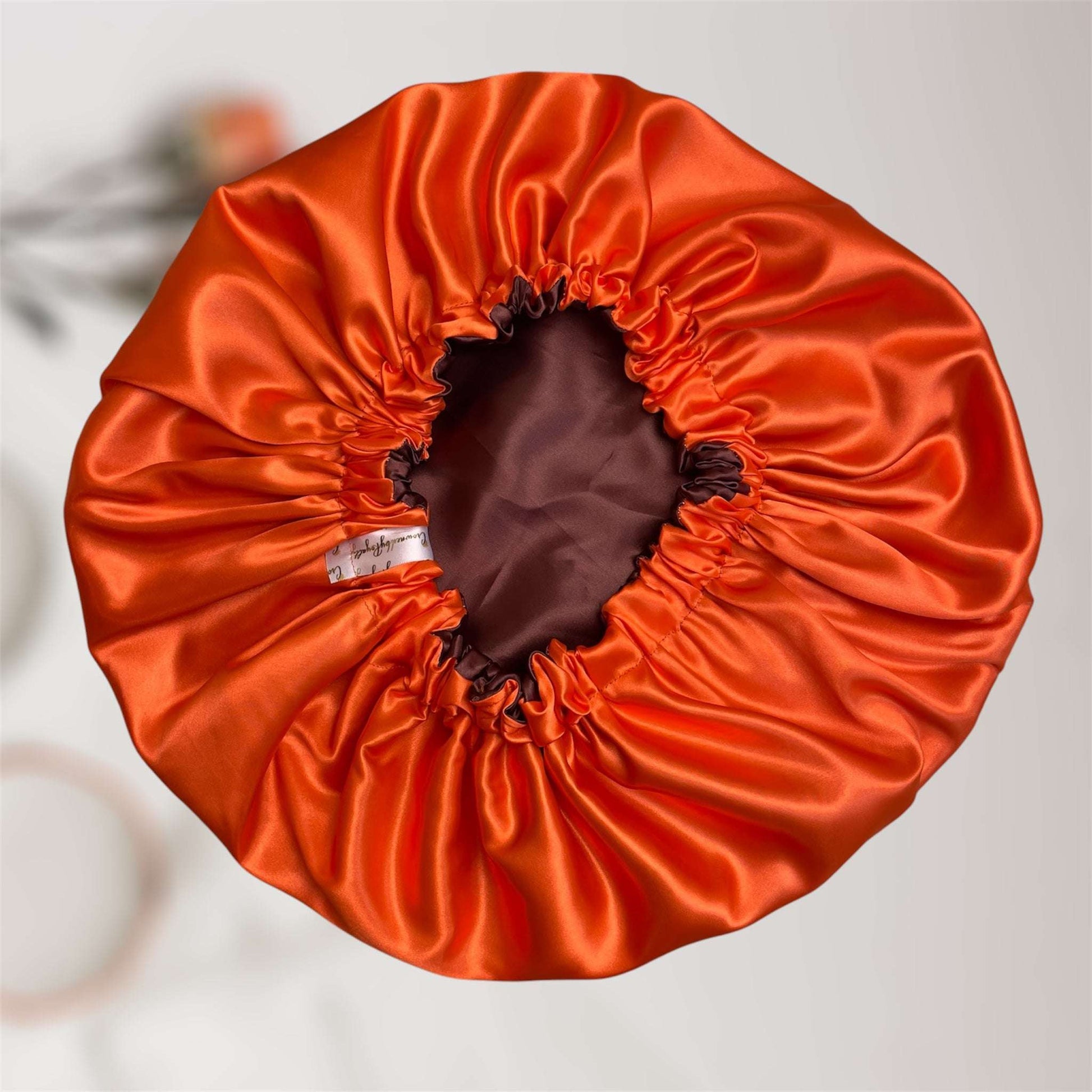 Chocolate Orange - Adjustable Satin Drawstring Bonnet