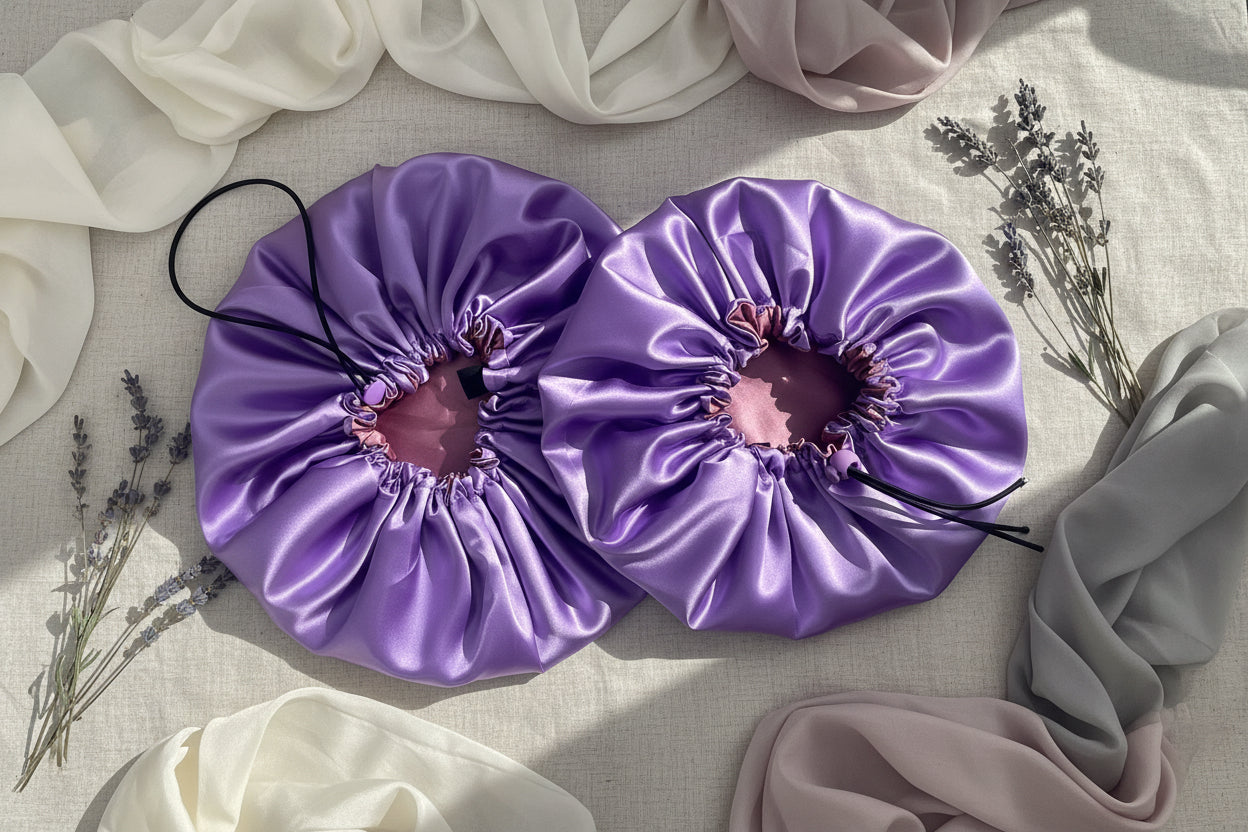 Dusky Lilac Reversible Satin Bonnet