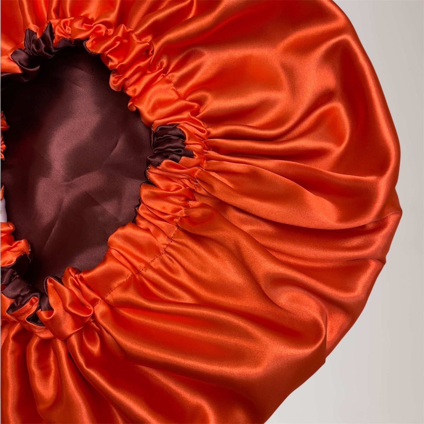 Chocolate Orange - Adjustable Satin Drawstring Bonnet