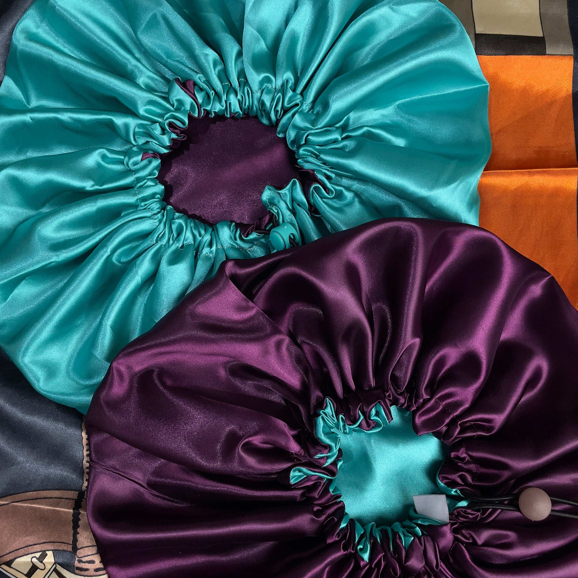 Mermaid Plum – Reversible Satin Bonnet (Adjustable)