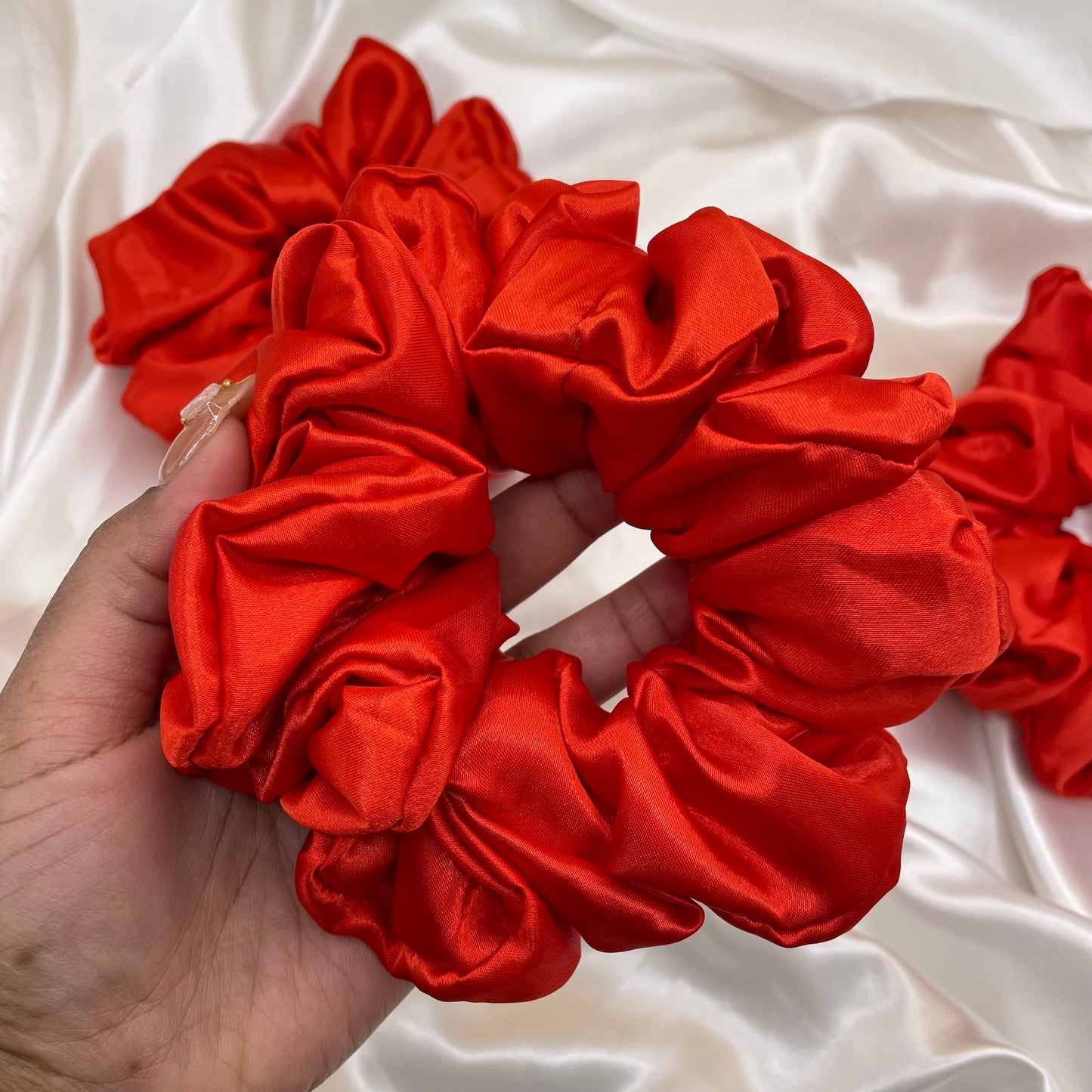 Fiery Elegance - Extra Large Satin Scrunchie (Red)