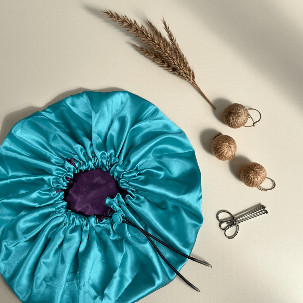 Mermaid Plum – Reversible Satin Bonnet (Adjustable)