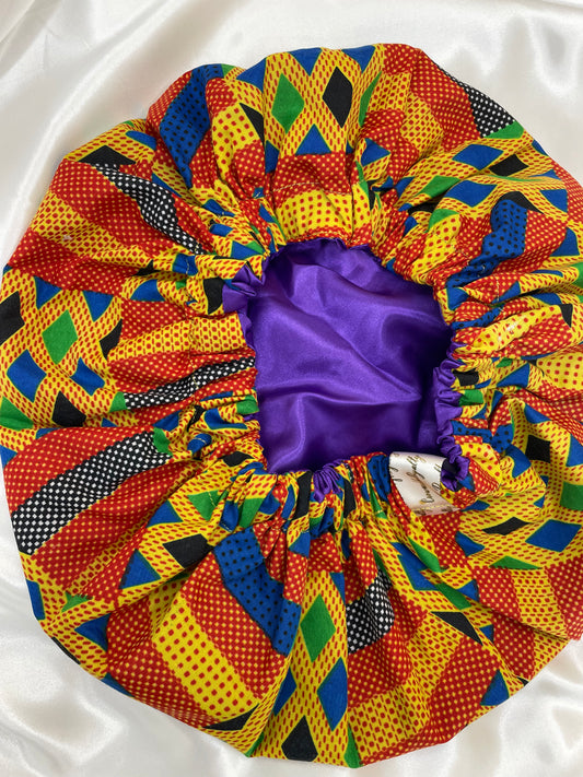 Vibrant Ankara Print - Satin Bonnet