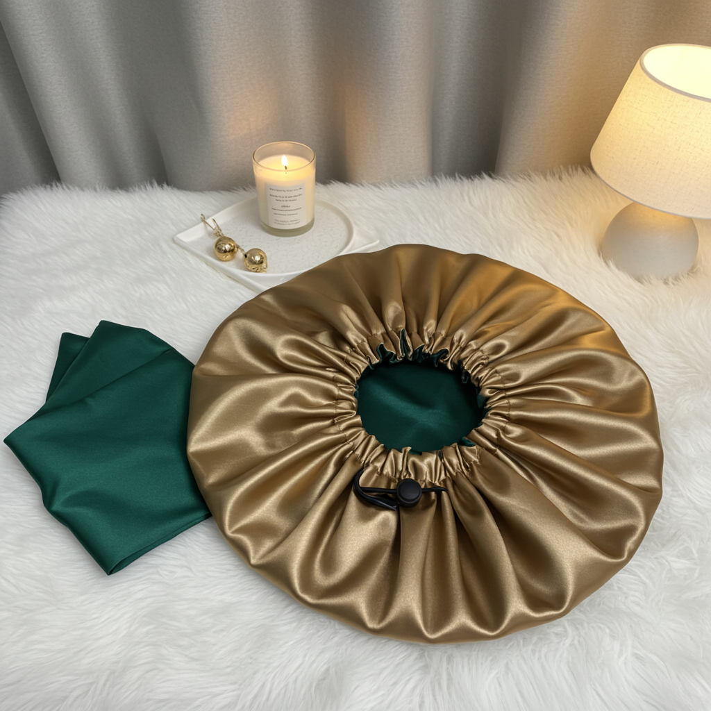Golden Olive - Reversible Satin Bonnet