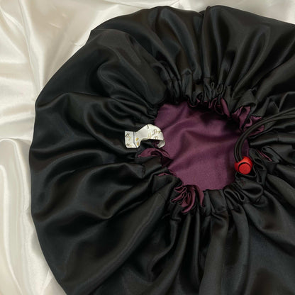 Wine Royale Satin Bonnet (Burgundy & Black)