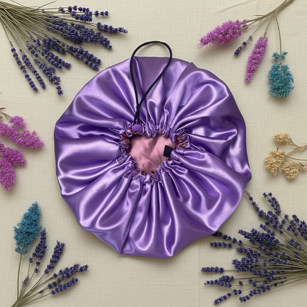 Dusky Lilac Reversible Satin Bonnet