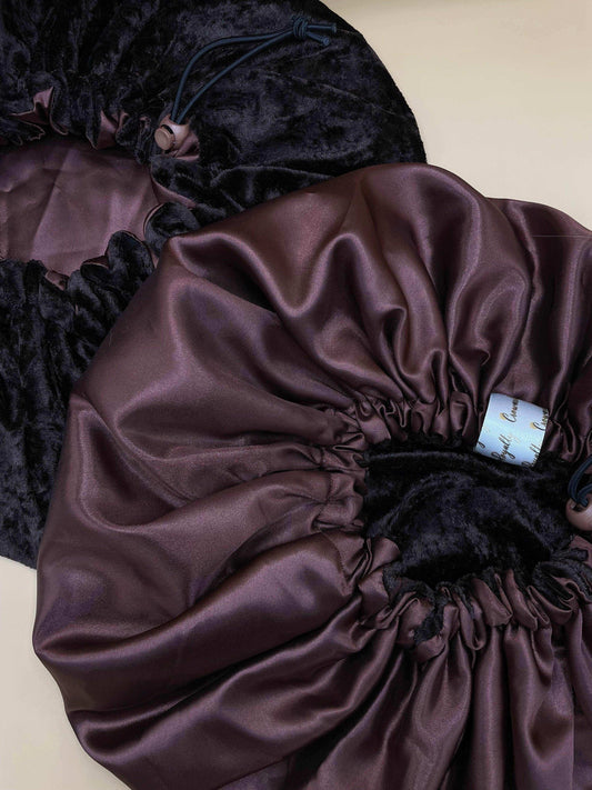 Cocoa Dream - Velvet Satin Bonnet - Crowned by Royalty