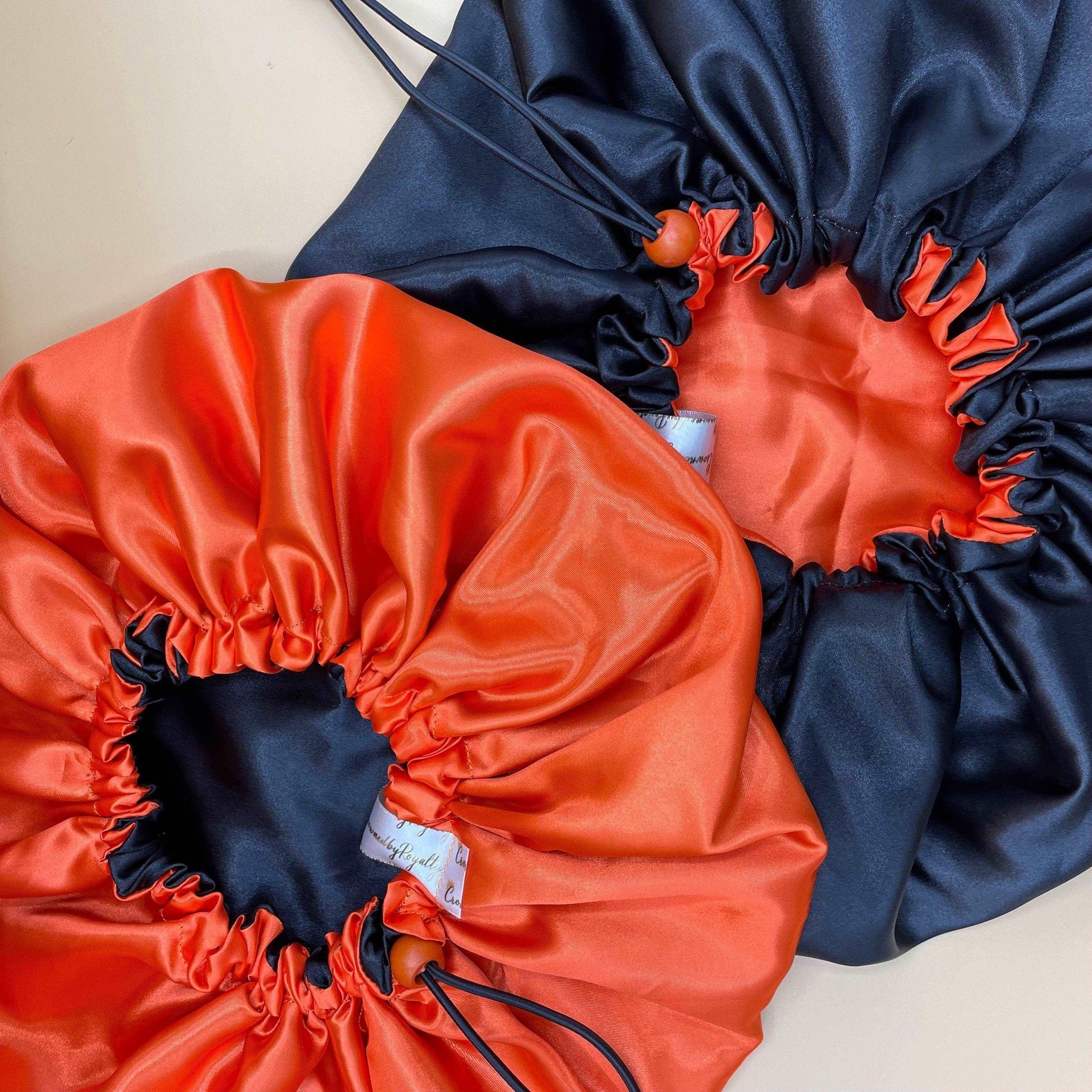 Black & Orange - Satin Bonnet - Crowned by Royalty