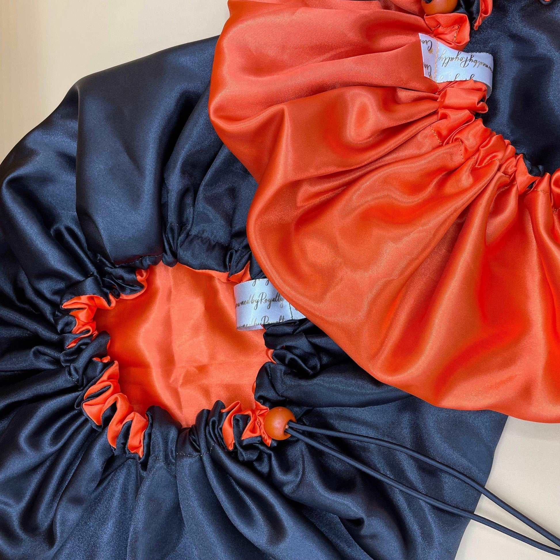 Black & Orange - Satin Bonnet - Crowned by Royalty