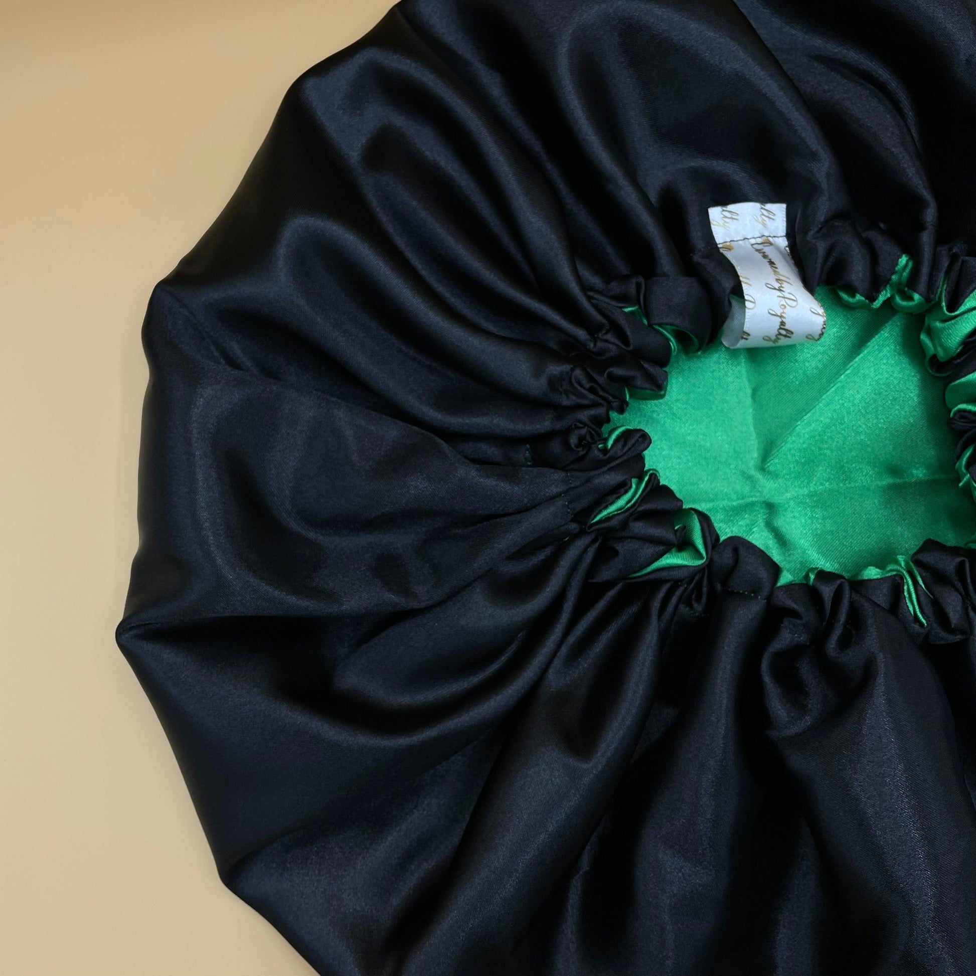 Black & Green - Satin Bonnet drawstring - Crowned by Royalty