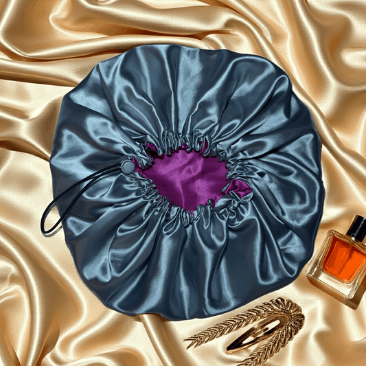 Magenta & Silver – Reversible Satin Bonnet | Adjustable Drawstring Hair Protection