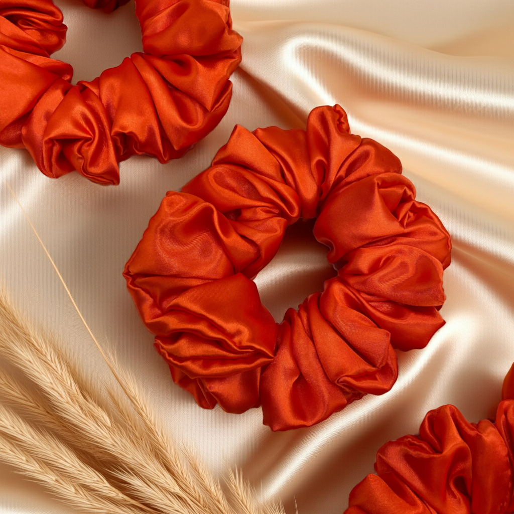 Sunset Ember - Extra Large Satin Scrunchie (Orange)
