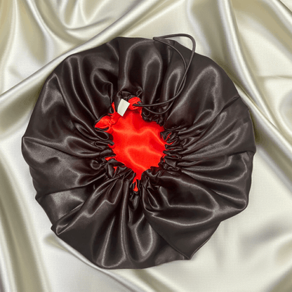 Red & Black - Satin Bonnet Drawstring