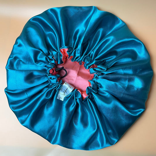 AquaGlow Reversible Satin Bonnet – Premium Double - Sided Satin Hair Protection for Night & Day - Crowned by Royalty