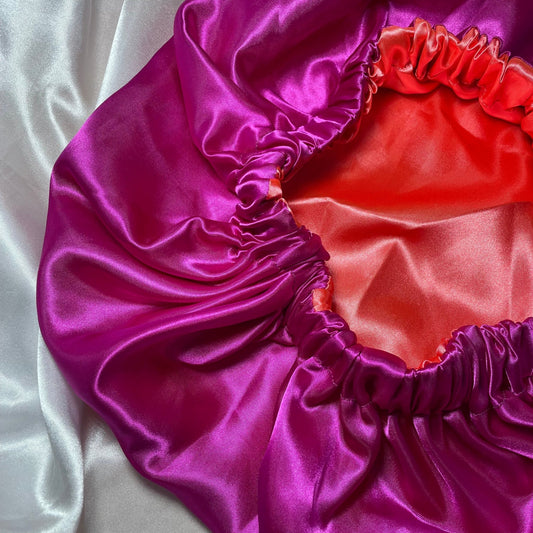 Coral Radiance Reversible Satin Bonnet - Crowned by Royalty