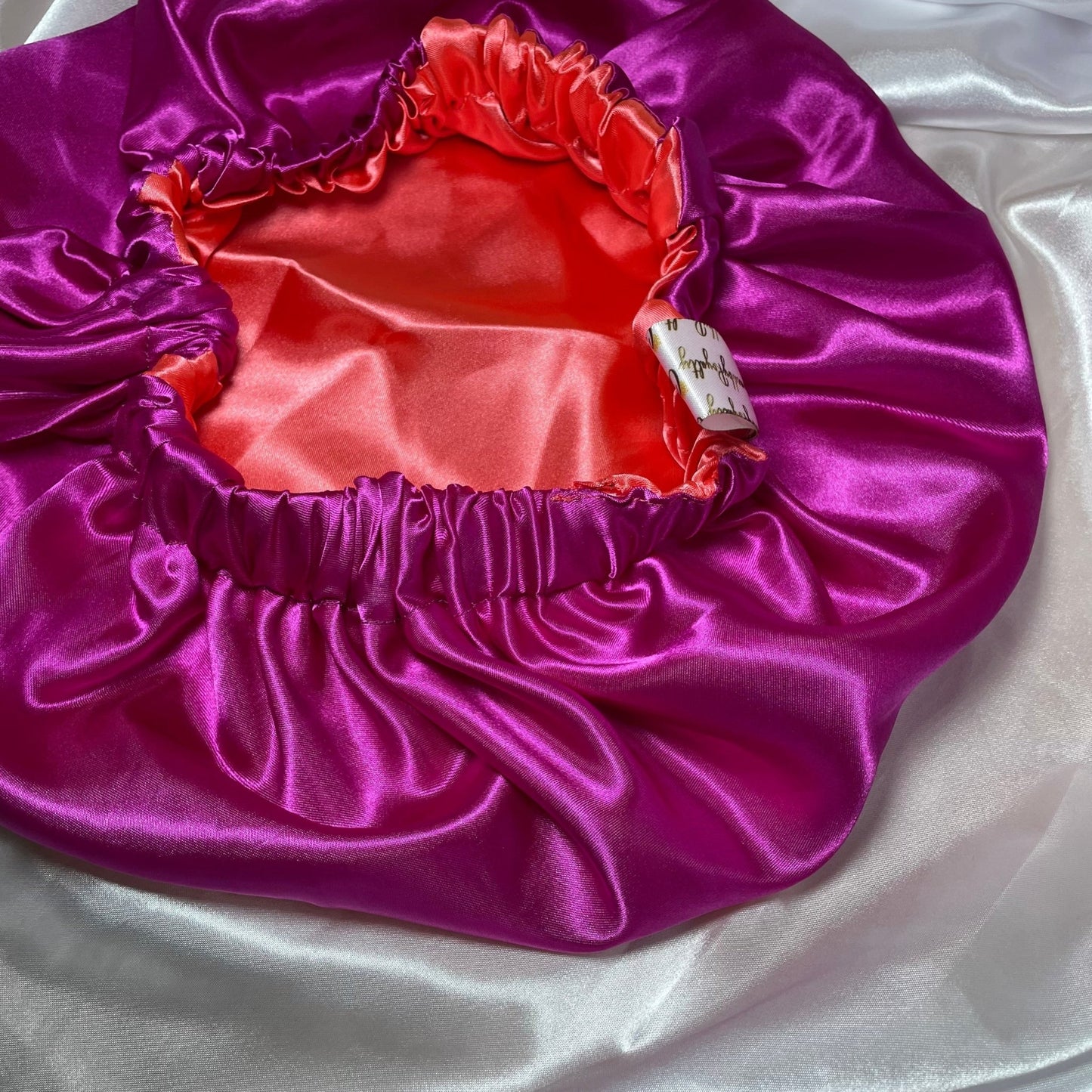 Coral Radiance Reversible Satin Bonnet - Crowned by Royalty