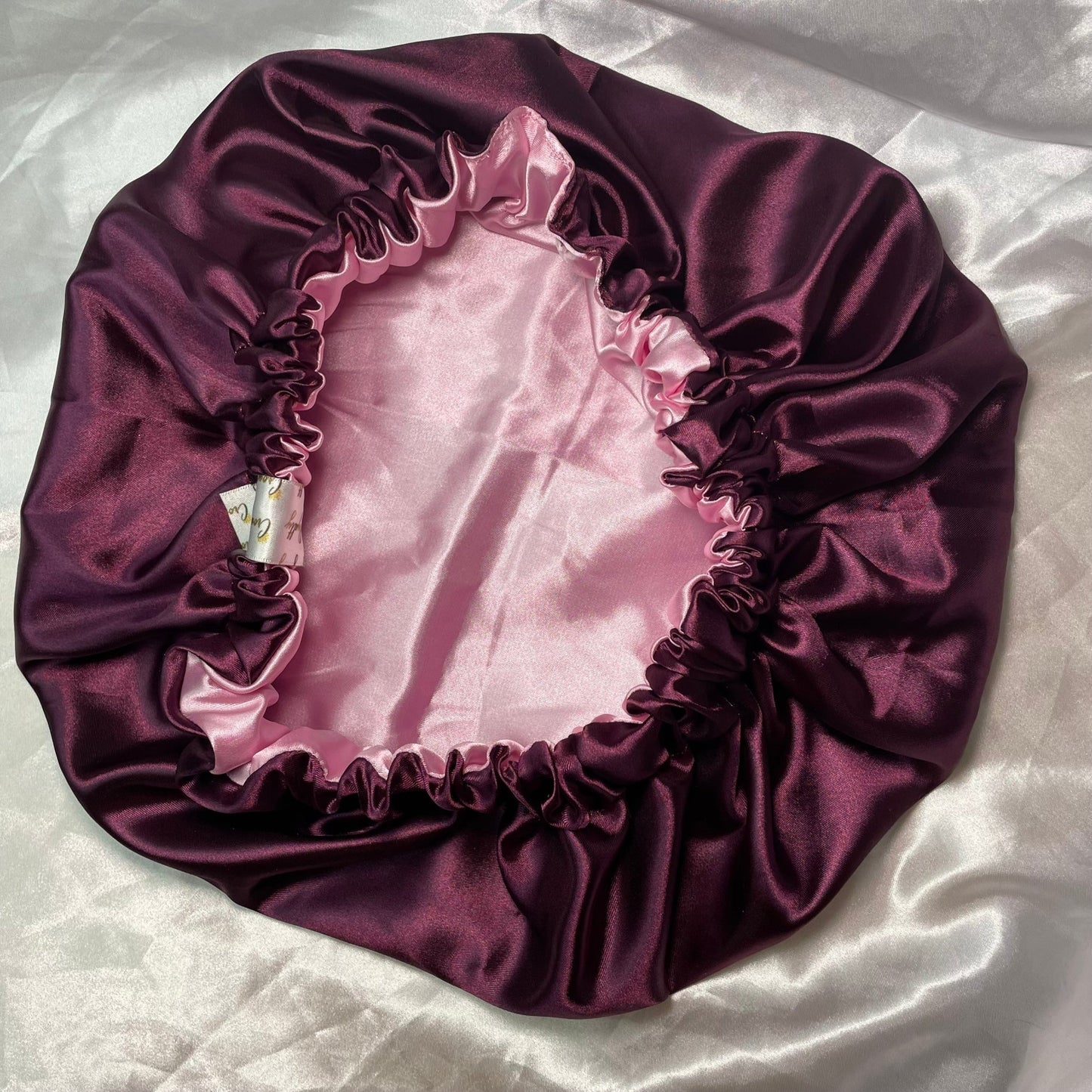 Elegant Pink and Burgundy Satin Bonnet - Crowned by Royalty4