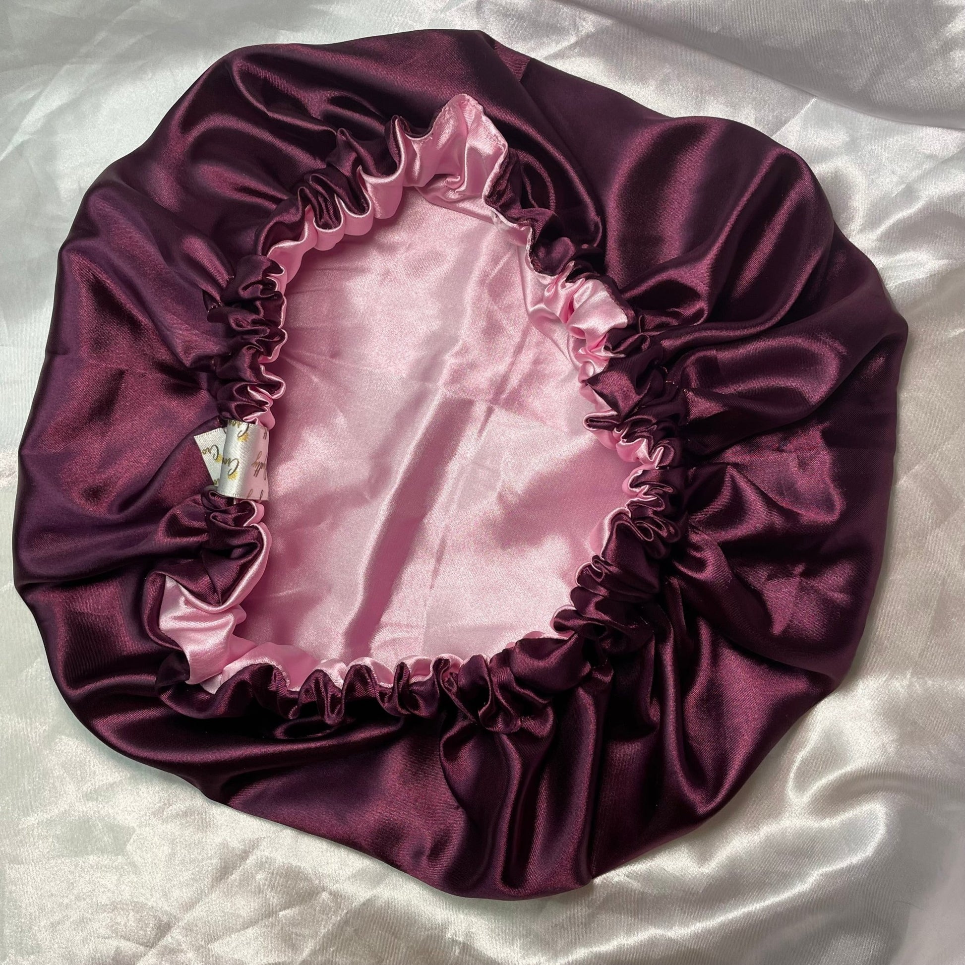 Elegant Pink and Burgundy Satin Bonnet - Crowned by Royalty4